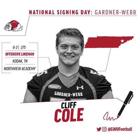 Cliff Cole, Offensive Line, FCS Prospect, Signed, Gardner-Webb Football, NCAA Football, NFL Draft, NFL Combine, Northview Academy, Tennessee High School Football, Tennessee Volunteers, SEC Football, Brad Justus, Coach Justus, Pete Carroll, Hargrave Military, Radio City Music, Philadelphia Eagles 